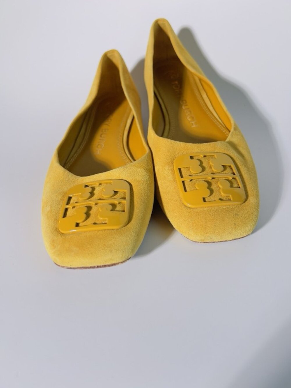 Tory Burch Georgina Suede Ballet Flats Yellow Mustard Size 6.5 M - Picture 4 of 12